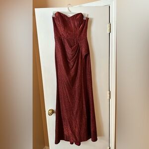 Macy's Elegant Strapless Wine Dress